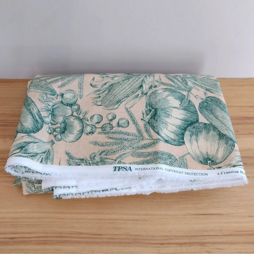 Cranston Home Fashions Fabric Fall Harvest Vegetables Tan Green 5.44 Yds X 60" W - Picture 3 of 4